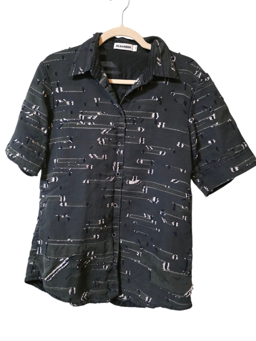 Jil Sander Silk Blend Short Sleeve Button Down Shirt